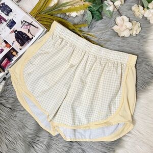 Nike Tempo 3 Dri Fit Butter Yellow Gingham Plaid Women’s Running Shorts Sz M